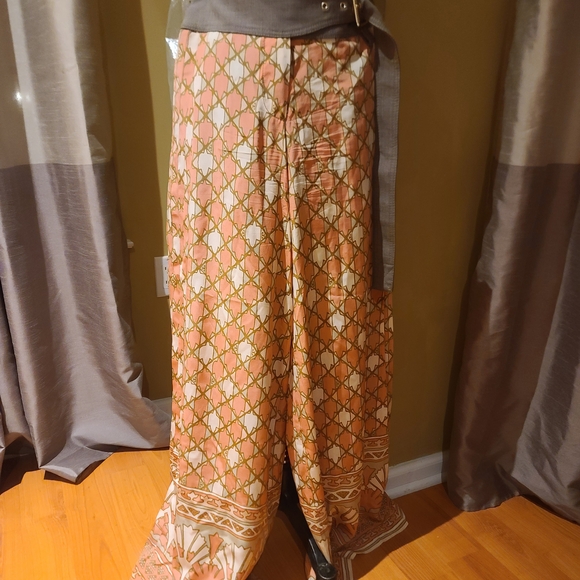 Tory Burch Sz 2 Bohemian Wide-Leg Pants with Geometric Pattern - Picture 1 of 4